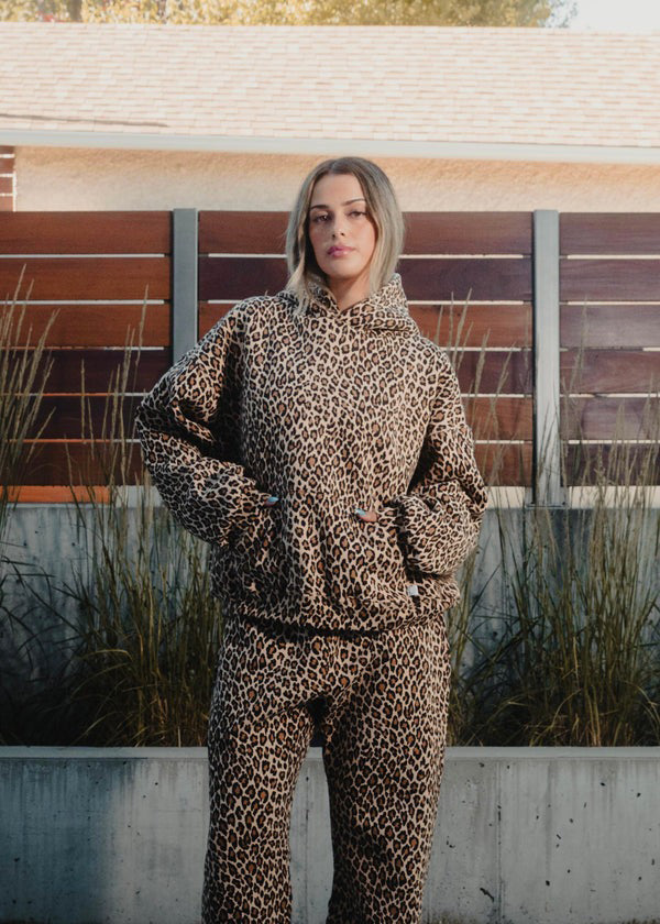 R&B | Leopardenmuster Hoodie und Jogginghose Set für Damen
