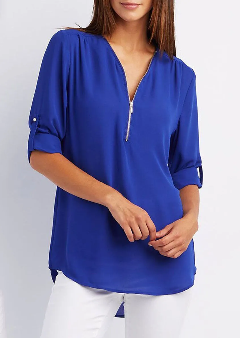 R&B | Chiffonbluse mit Reißverschluss