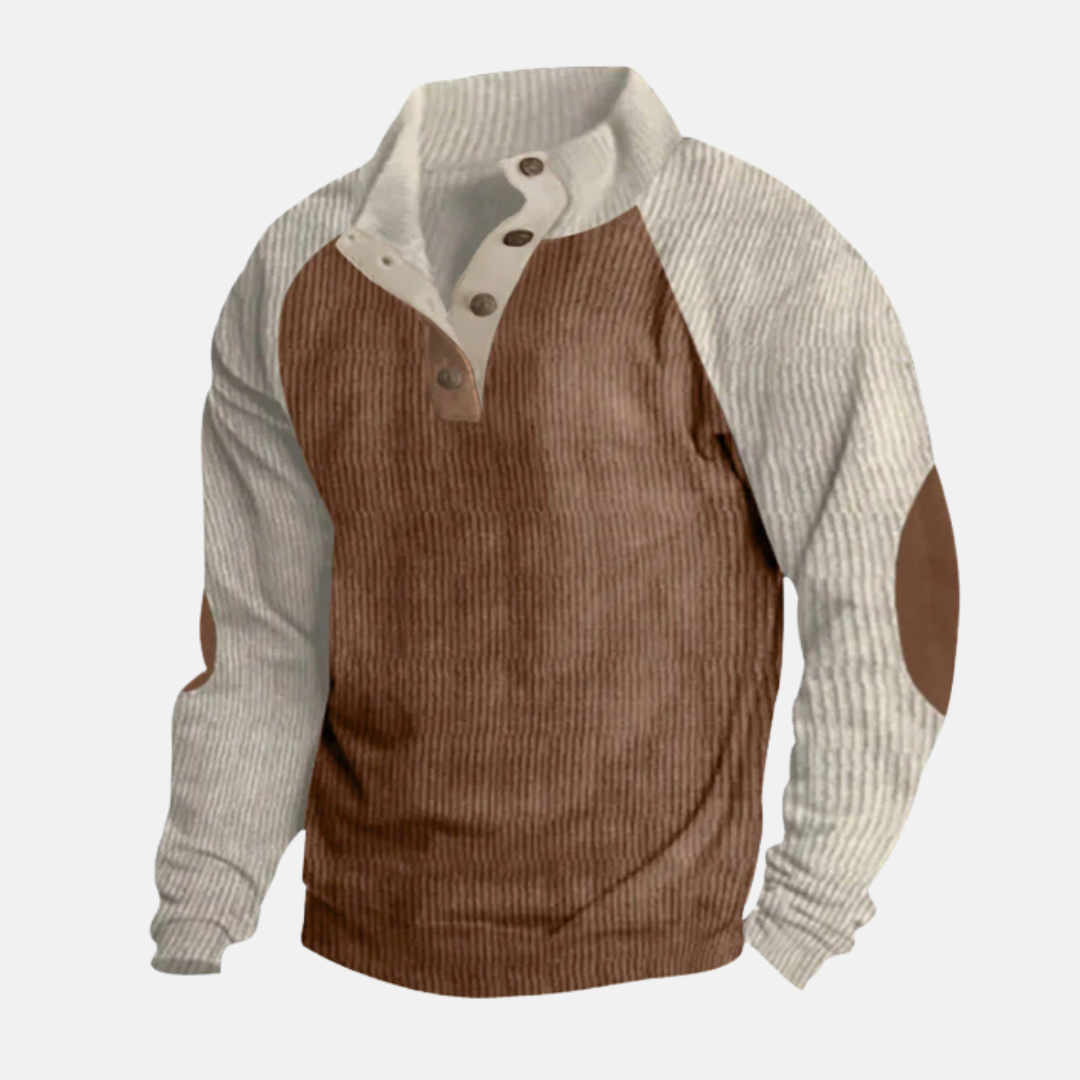 R&B | Baumwolle Stehkragen Pullover Raglan Ärmel Ripp Pullover