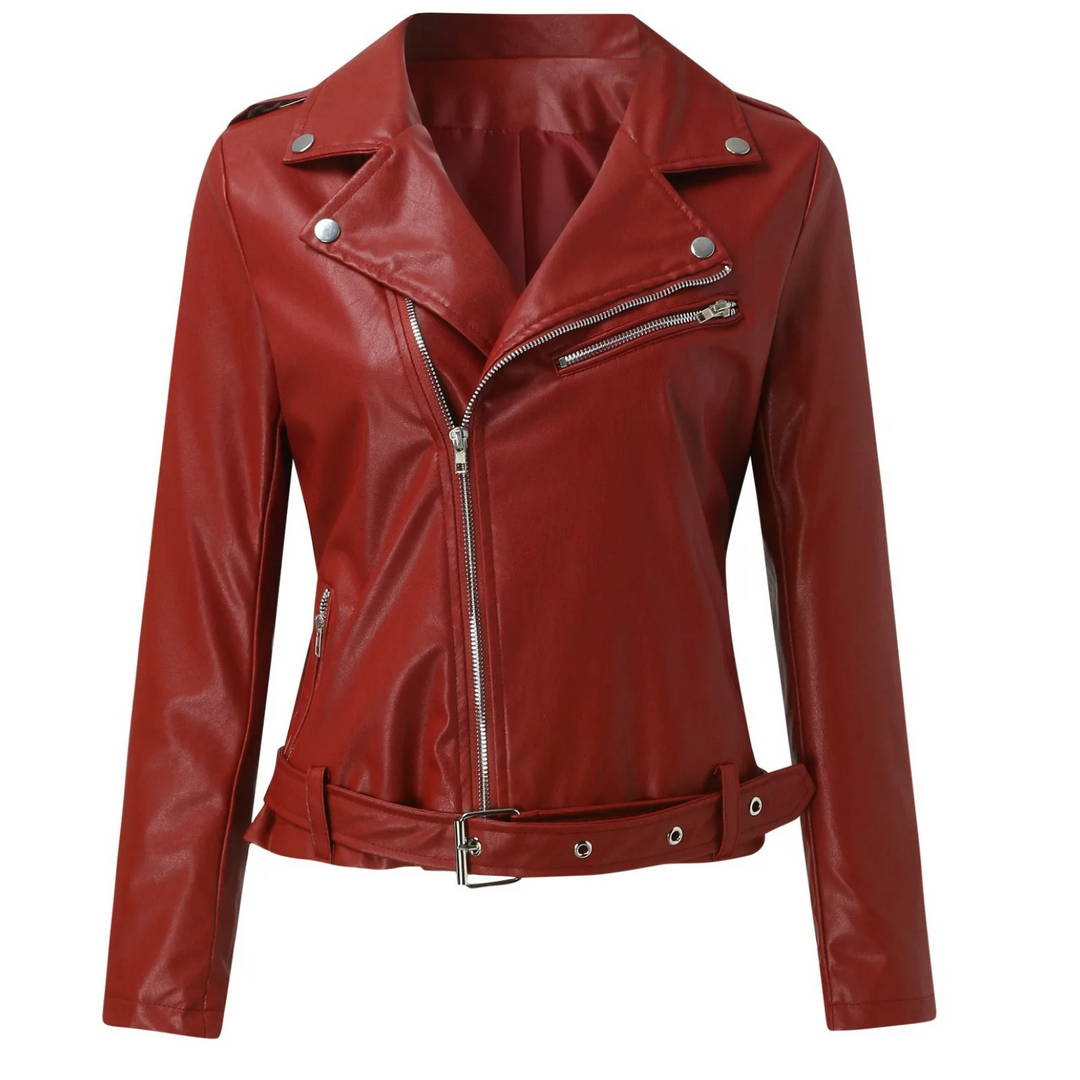 R&B | jacke Damen Biker Modell mit Gürtel und Reißverschlussdetails