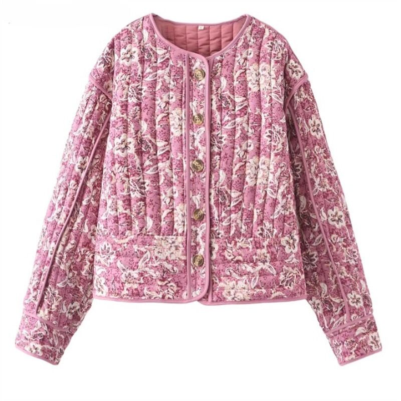 R&B | Blümchen-Steppjacke Gefüttert Damen