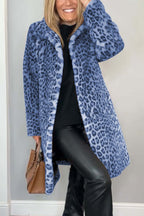 R&B | Damen S Winter Kunstpelz-Mantel Mit Leopardenmuster Revers | Ideal Für Den Winter