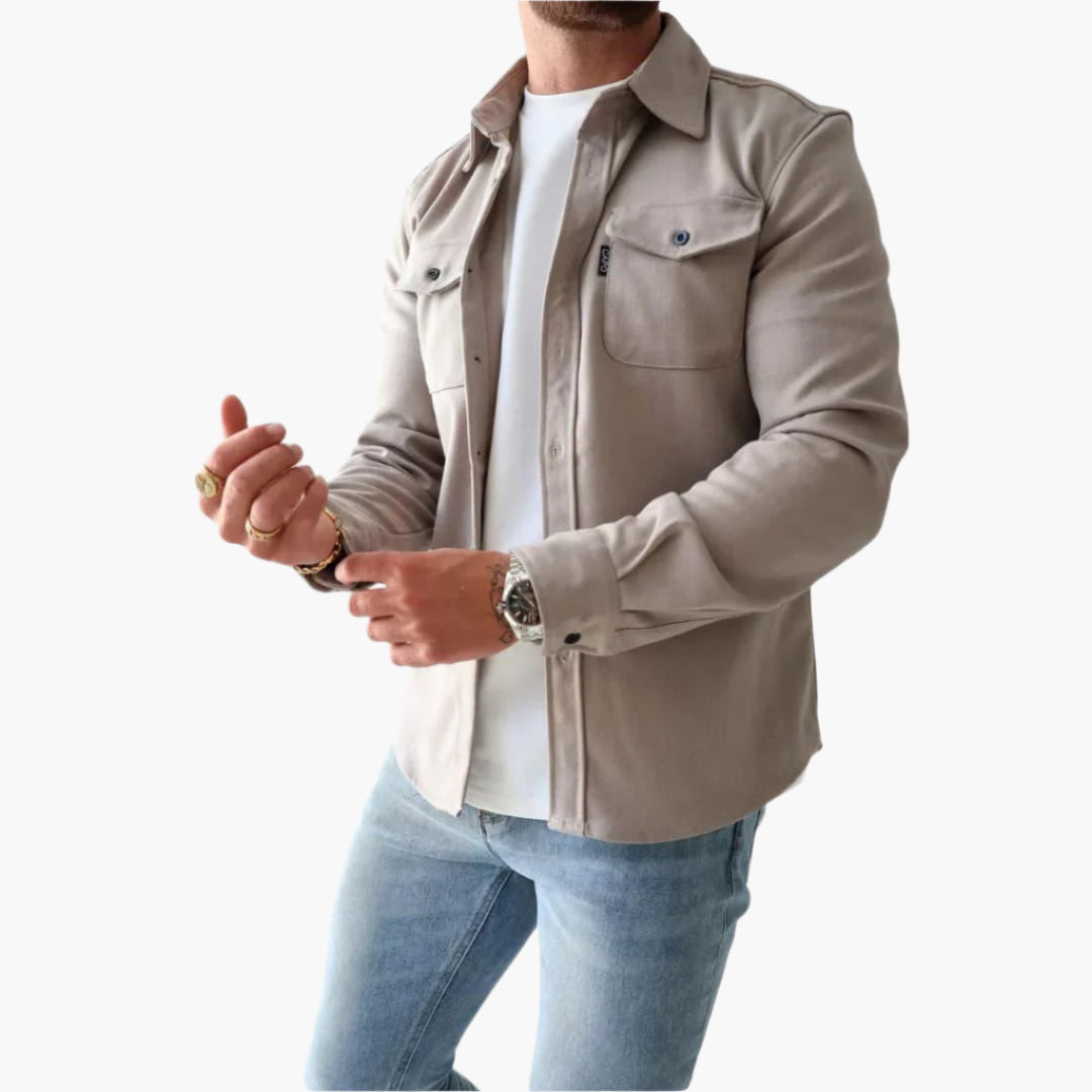 R&B | Overshirt Jacke - Modernes Knopfdurchgang Hemdjacke für Freizeit und Business