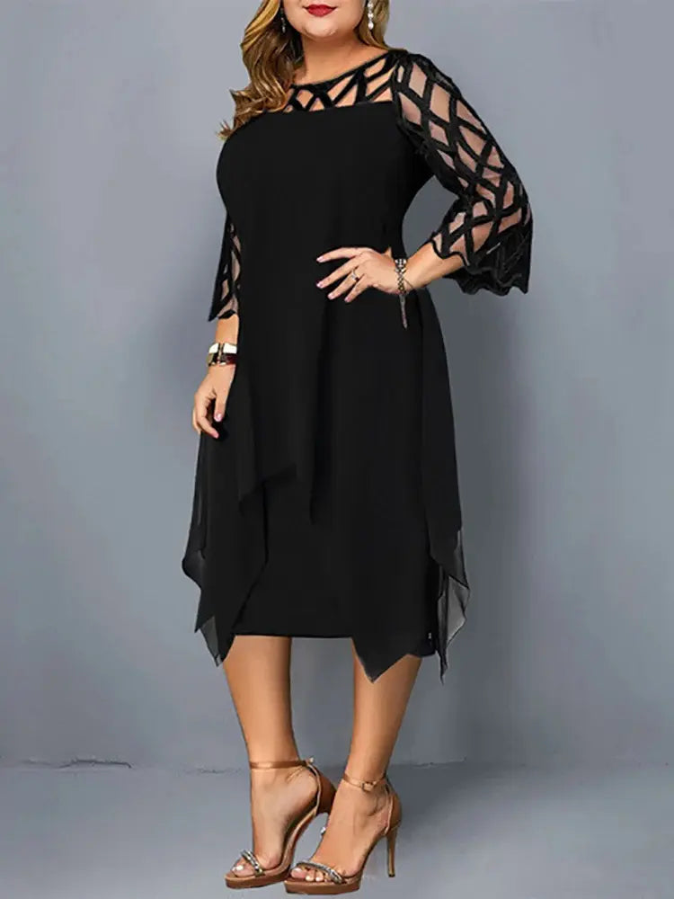R&B | Elegantes Plus Size Spitzen-Midi-Kleid