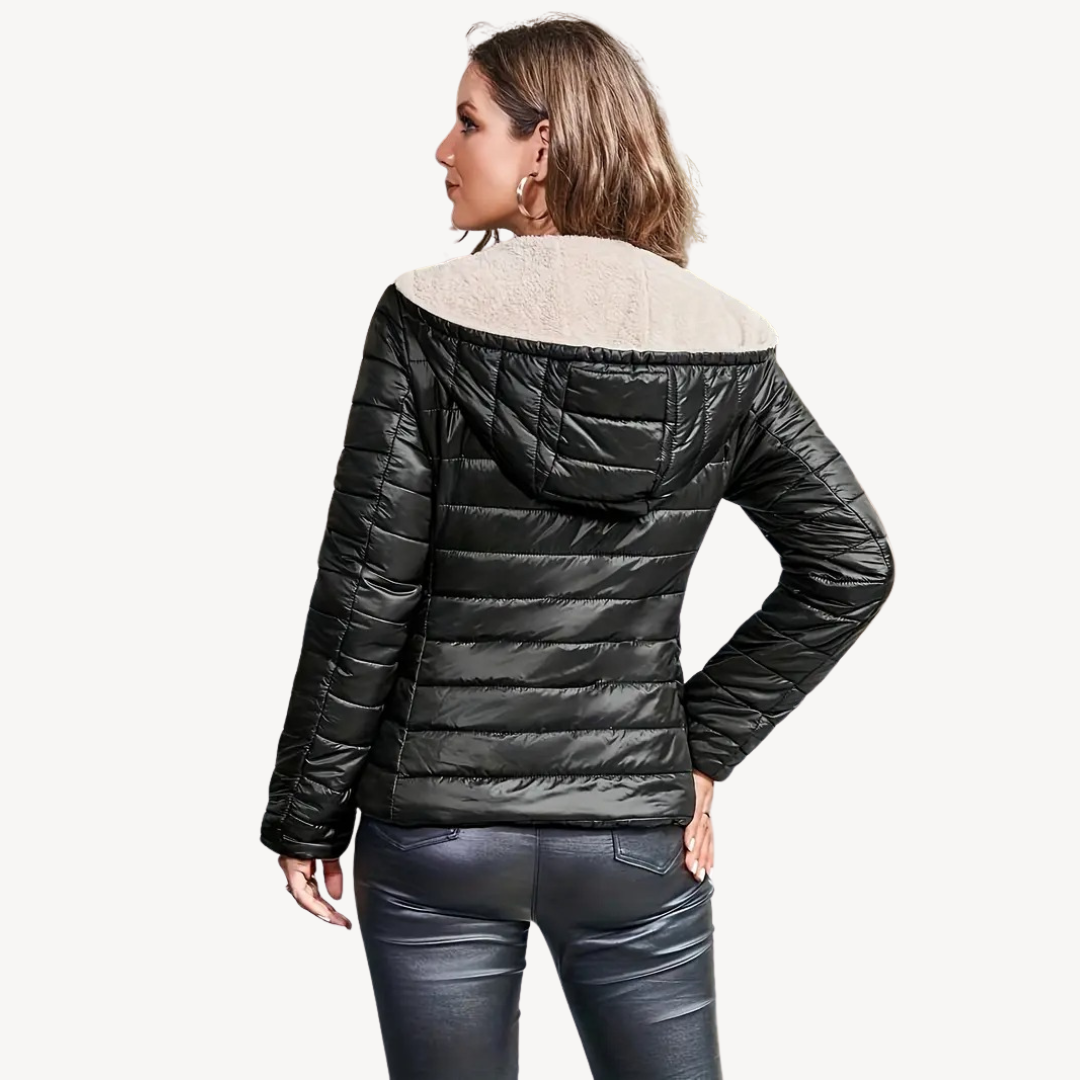 R&B | Damen Pufferjacke mit Sherpa-Futter und Reißverschluss