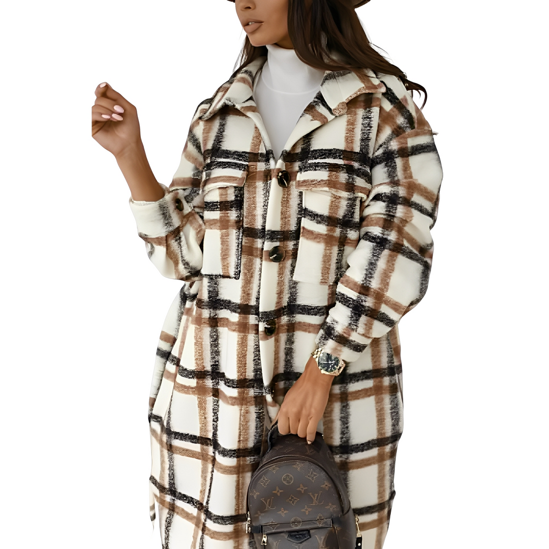 R&B | Stilvolle lange Damen-Karojacke