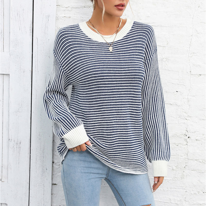 R&B | Gestreifter Strickpullover Mit Lässigem Schnitt