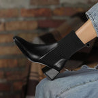 R&B | Stiefel mit Quadratischer Zehenpartie und Elastischen Stricksocken