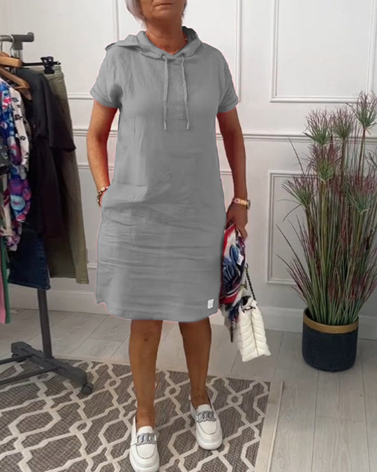 R&B | Kurzärmliges Freizeitkleid mit Kapuze