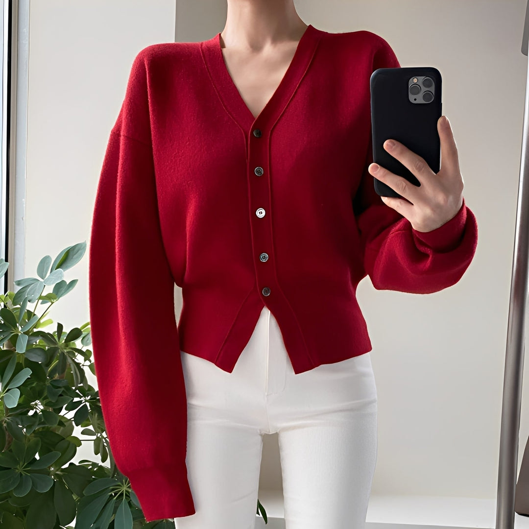 R&B | Klassische, locker gestrickte Strickjacke für Frauen