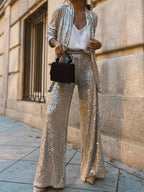 R&B | Trendiges Design High-Waist-Paillettenanzug