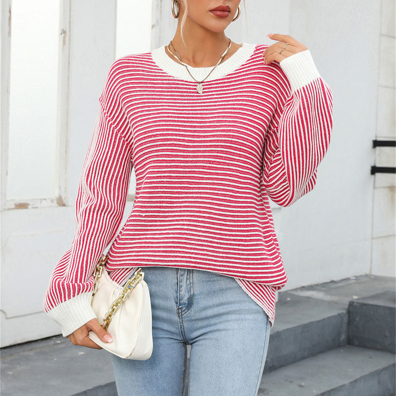 R&B | Gestreifter Strickpullover Mit Lässigem Schnitt