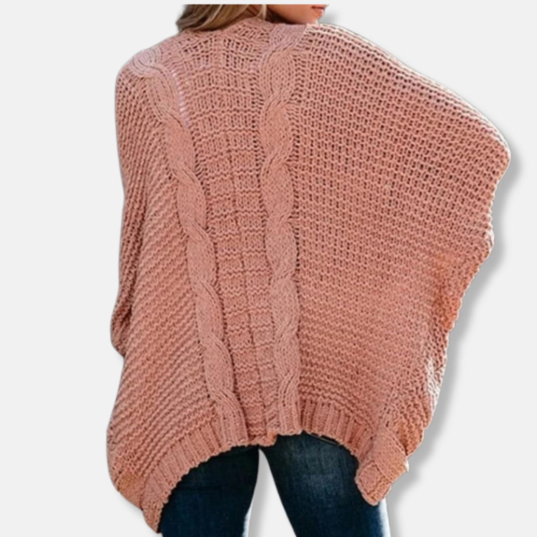 R&B | Woll Übergroßer Cardigan Gerippter Offener Fronttaschen Cardigan