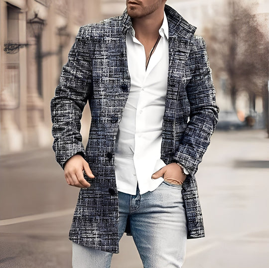 R&B | Lässiger Langer Tweed-Mantel für Herren