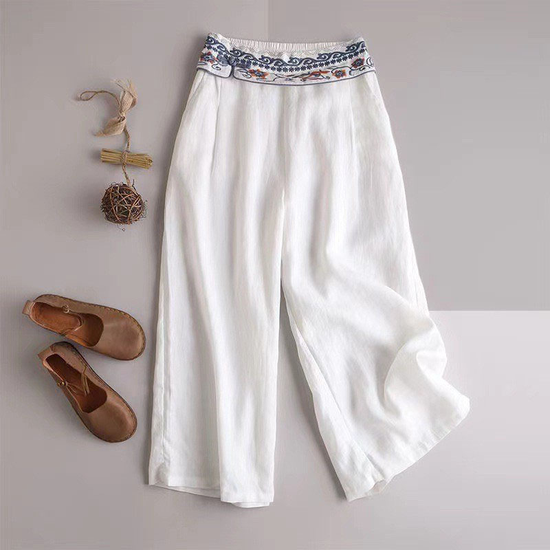 R&B | Stylische und Bequeme Sommer Leinen Hose mit Stickerei