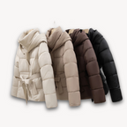 R&B | Damen Pufferjacke mit Kapuze und Gürtel