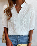 R&B | Bestickte V-Ausschnitt Bluse