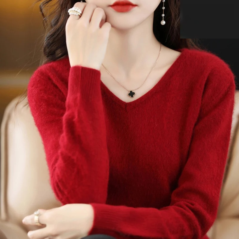 R&B | Pullover Damen V-ausschnitt Leichter und Weicher Strickpullover
