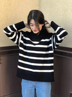 R&B | Wunderschöner Pullover mit Breiten Streifen und Stehkragen