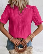 Spitzenbluse mit V-Ausschnitt | Fleur