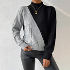 R&B | Pullover - Damen Winter Patchwork Rollkragen Strickpullover