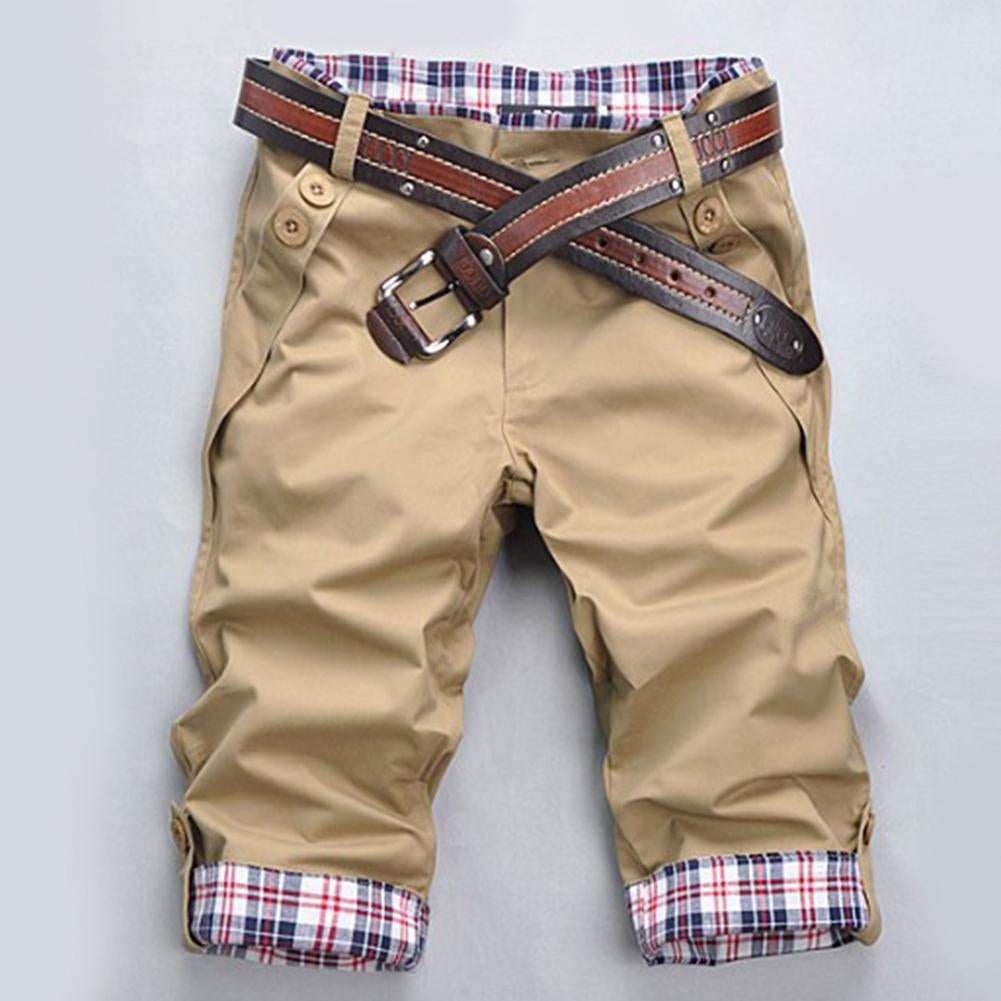 R&B – Hochwertige Shorts mit Gürtel und Karomuster