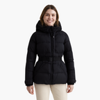 R&B | Steppjacke mit Gürtel und Kapuze - Elegante, Wasserabweisende Winterjacke für Alltag und Outdoor