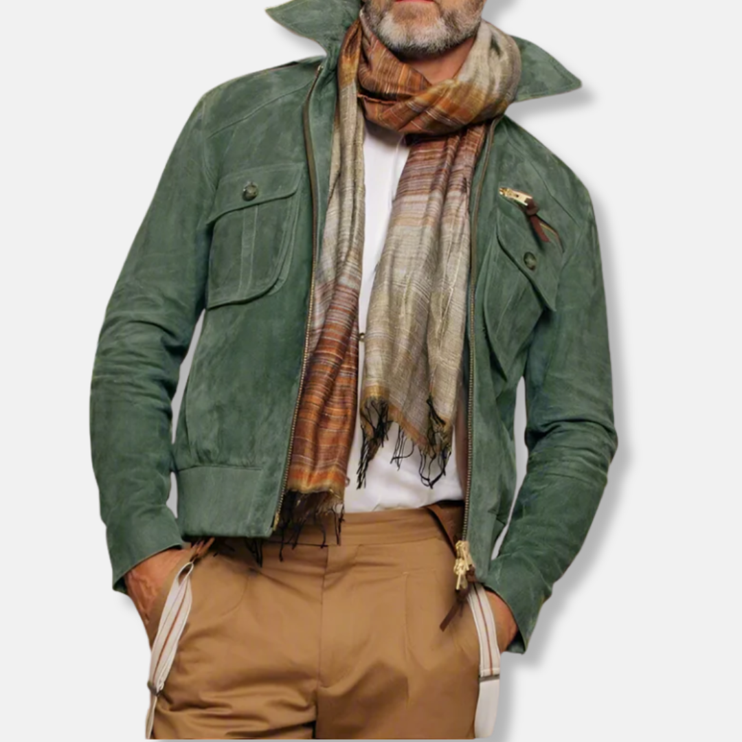 R&B | Maßgeschneiderte Jacke Kragenjacke In Hüftlanger Lederbesatzjacke