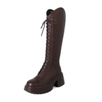 R&B | Hohe Stiefel Damenstiefel mit Schnürung und Robuster Ferse