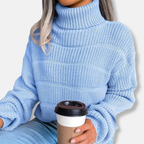 R&B | Rollkragenpullover Weiches Strickmaterial Gerippte Optik Lockere Passform Langärmlig