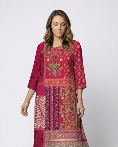 Damen Boho-Kaftan-Kleid mit Fließendem Stoff & Beinschlitz | R&B