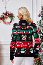 R&B | Hoher Hals Weihnachten Schneemann Stickerei Pullover