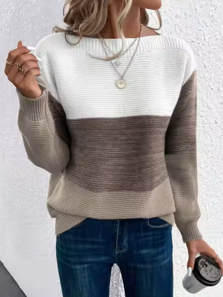 R&B | Elegante Dreifarbige Patchwork-Pullover