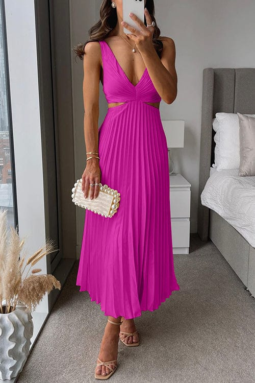 R&B | Damen Plissee Satin Kleid