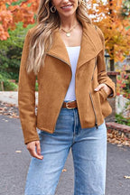 R&B | Up Pocketed Faux Suede Motorradjacke (in 7 Farben)