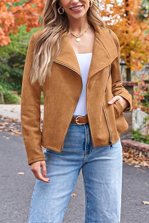 R&B | Up Pocketed Faux Suede Motorradjacke (in 7 Farben)