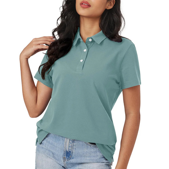 R&B | Blaue Seide Atmungsaktiv Leichtgewicht Damen Polo