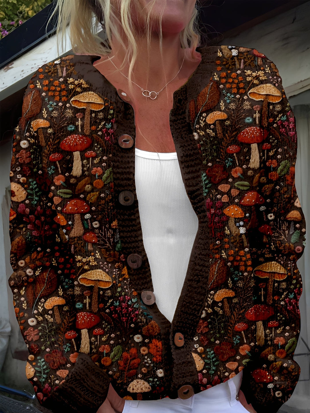 R&B | Stilvolle Strickjacke mit Blumenmuster für Frauen