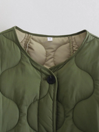 R&B | Trendy Olivgrüner Übergroßer Gestepptes Jacke für einen Stilvollen Look Ideal für Herbst/Winter