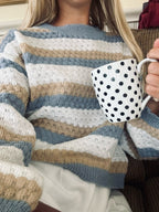 R&B | Bequemer gestreifter Strickpullover ideal für den Winter