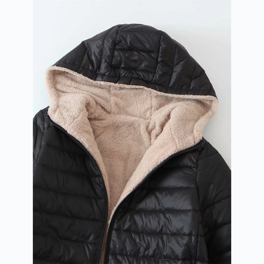 R&B | Luxuriöse Fleecegefütterte gepolsterte Jacke mit Kapuze für zusätzlichen Komfort Ideal für Herbst/Winter