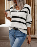 R&B | Drop Schulter Gestreifter Pullover
