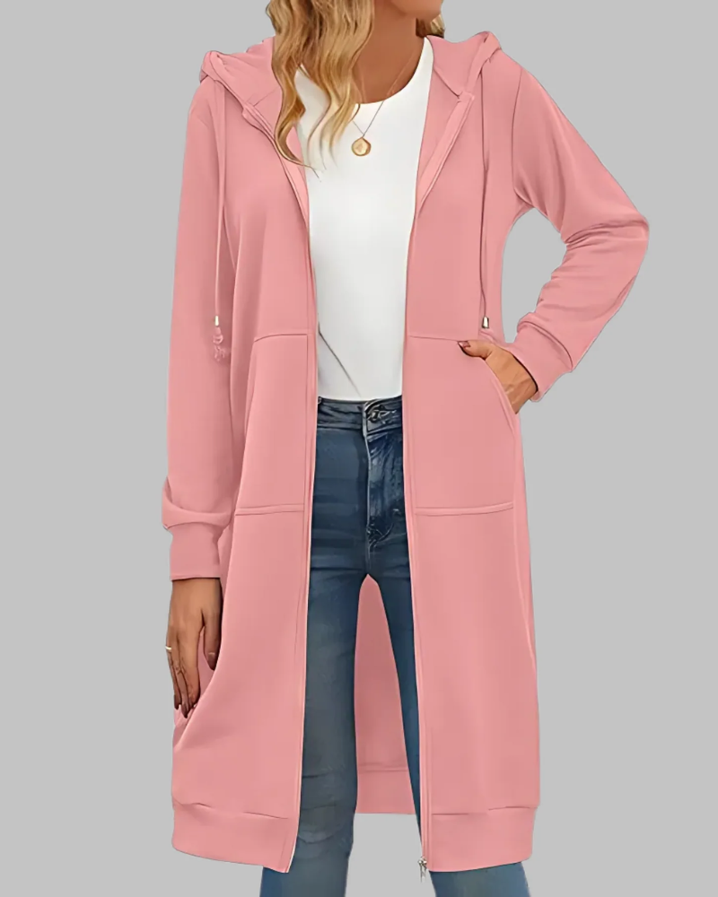 R&B | Lässige Zip-Up Übergroße Lange Jacke