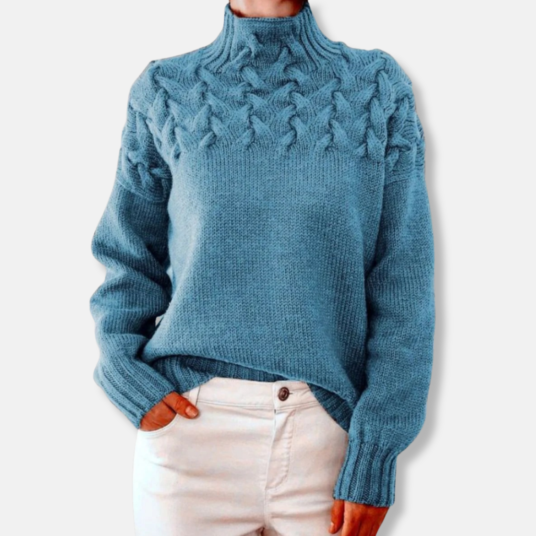 R&B | Wolle Hoher Hals Pullover Kabelstrick Entspannt Passform Pullover