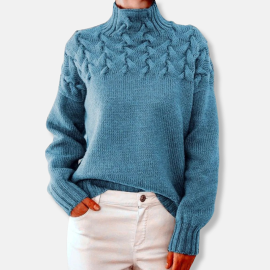 R&B | Wolle Hoher Hals Pullover Kabelstrick Entspannt Passform Pullover