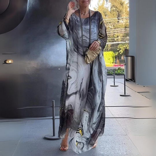 R&B | Bauchbedeckendes Seiden-Chiffon-Kleid
