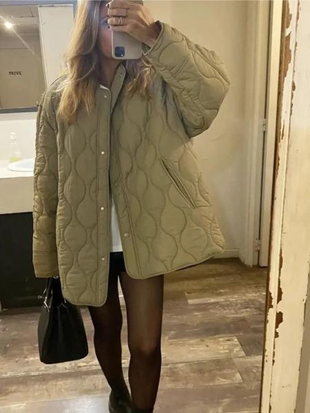 R&B | Elegante Langarm-Steppjacke mit Ein-Knopf-Verschluss Ideal für Herbst/Winter