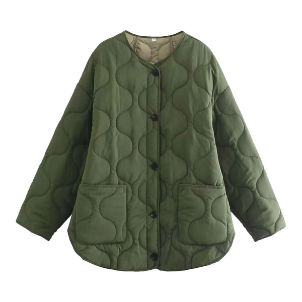 R&B | Lässige Rundhals-Steppjacke mit Karomuster und großen Taschen Ideal für Herbst/Winter