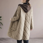 R&B | Modern langer einfarbiger gepolsterter Mantel mit Knöpfen Ideal für Herbst/Winter