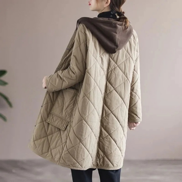R&B | Modern langer einfarbiger gepolsterter Mantel mit Knöpfen Ideal für Herbst/Winter